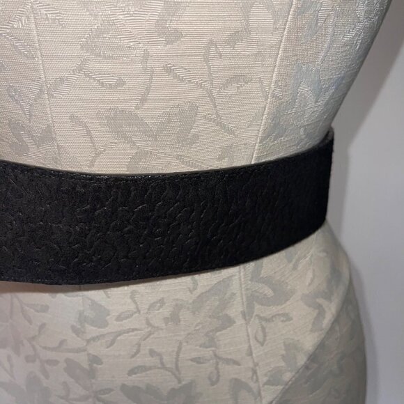Jenny & The Boys Statement Belt Size Medium Black Leather Buckle Adjustable